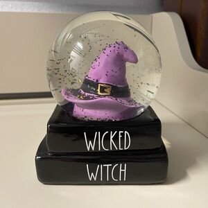 Rae Dunn Wicked Witch Snow Globe with Books and Purple Hat